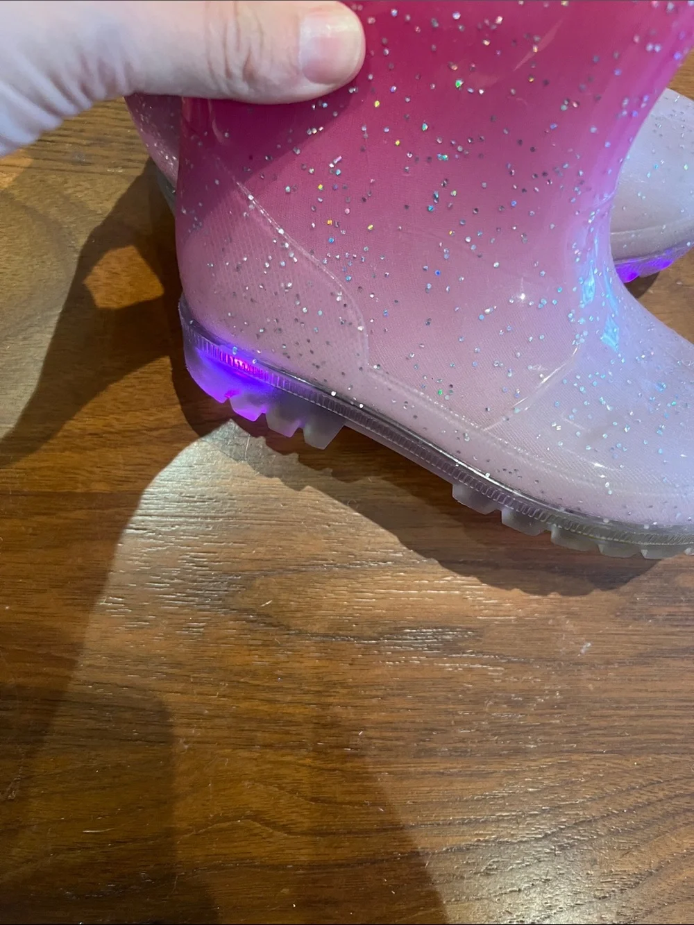Kids Pink Ombre Glitter light up Rain Boots